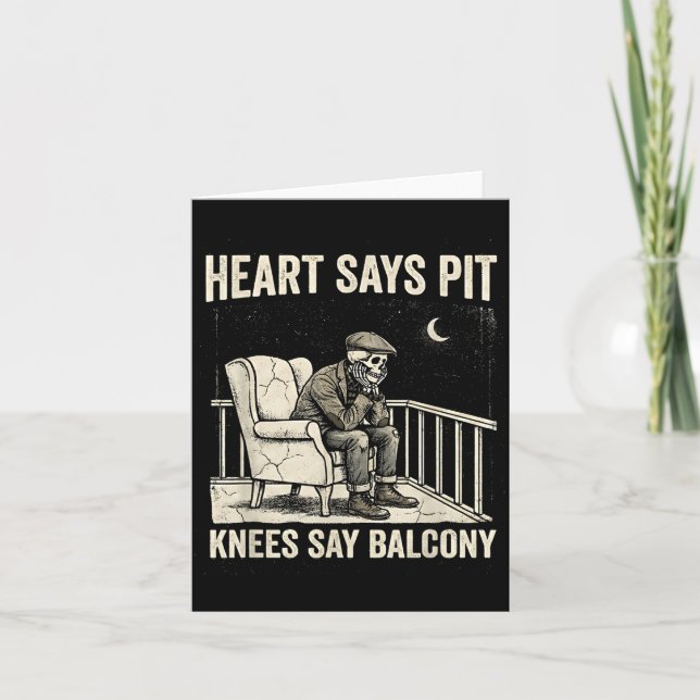 Cartão Heart Says T Knees Say Balcony Funny Old Men Music (Frente)