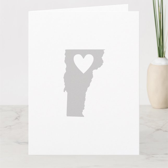 Cartão Heart Vermont Shape Cinza Vermonter Love Adore (Frente)