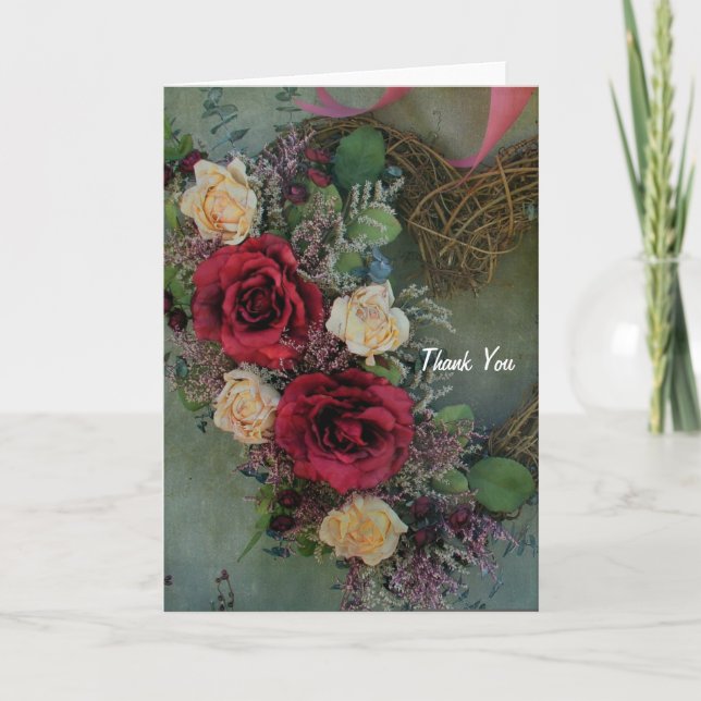 Cartão Heart Wreath Obrigado (Frente)