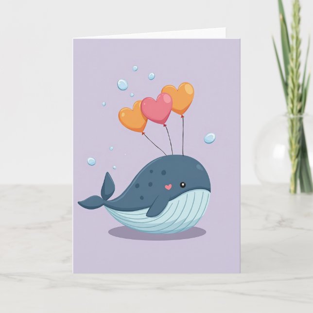 Cartão Heartfelt Whale Balloon Card (Frente)