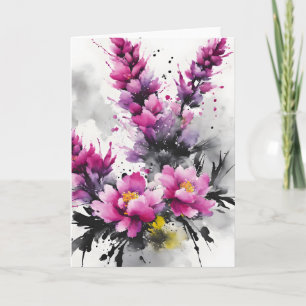 Cartão Heather - Flores aquarela