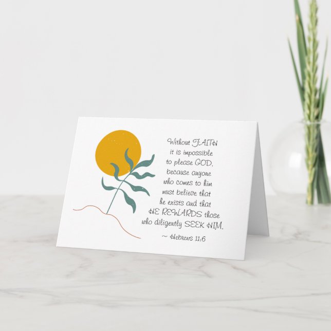 Cartão Hebraico 11:6 Sem FÉ impossível, Deus (Frente)