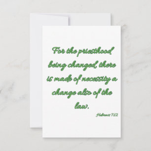 Cartão Hebrews 7:12 KJV Bíblia Verse Flat Greeting Card