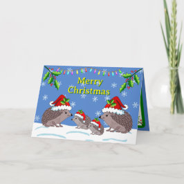 Cartão Hedgehog and children Christmas Card
