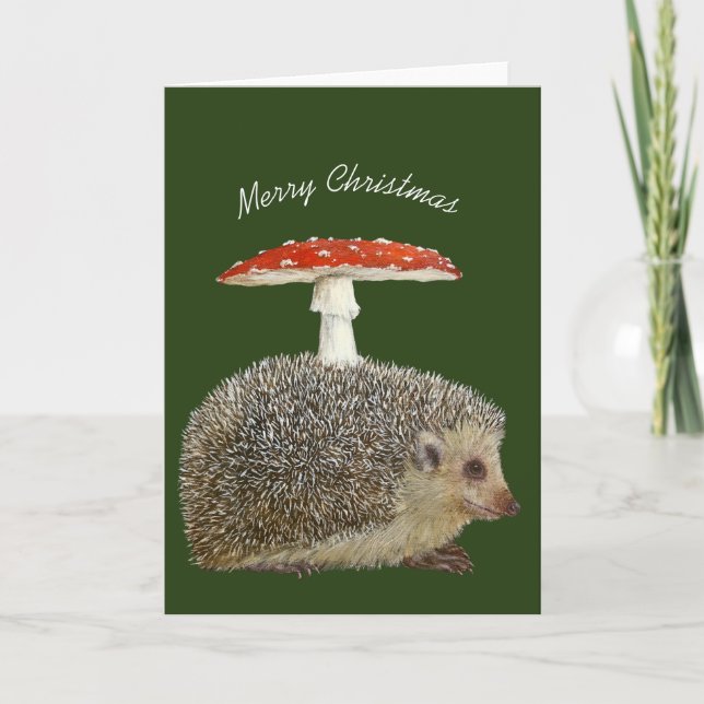 Cartão Hedgehog de Natal (Frente)