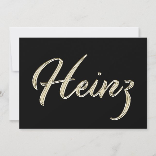 Cartão Heinz Name white gold Handwriting Karte (Frente)