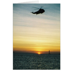 Cartão Helicóptero ao pôr do sol