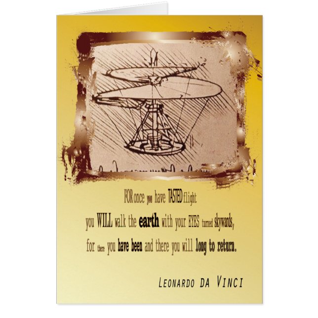 Cartão Helicóptero Da Vinci 🚁 ✨ Especial De Orçamento (Frente)