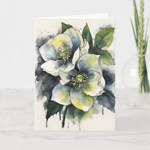 Cartão Hellebore - Flores em aquarela