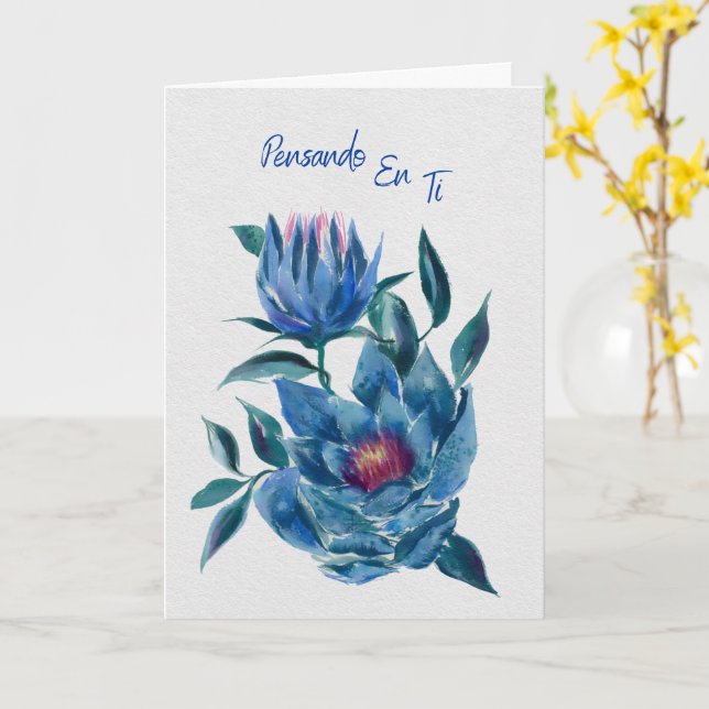 Cartão Hellebores Azuis Pensando em Você (Flor Amarela)