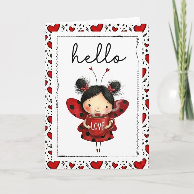 Cartão Hello Lovely Ladybug Fairy (Frente)