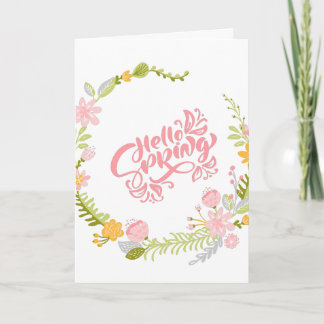 Cartão Hello Spring Greeting Card Floral Wreath