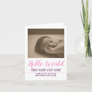 Cartão Hello World - birth announcement with photo