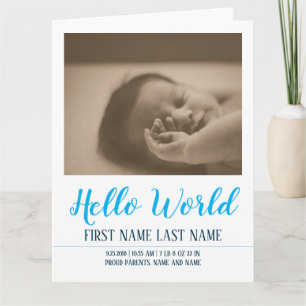 Cartão Hello World - birth announcement with photo