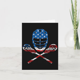 Cartão Helmet Lacrosse American Flag Lax Stick 4th Of Ju