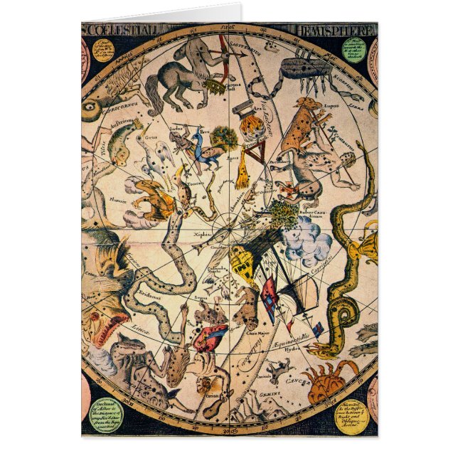 Cartão Hemisfério Celestial, 1790 (Frente)