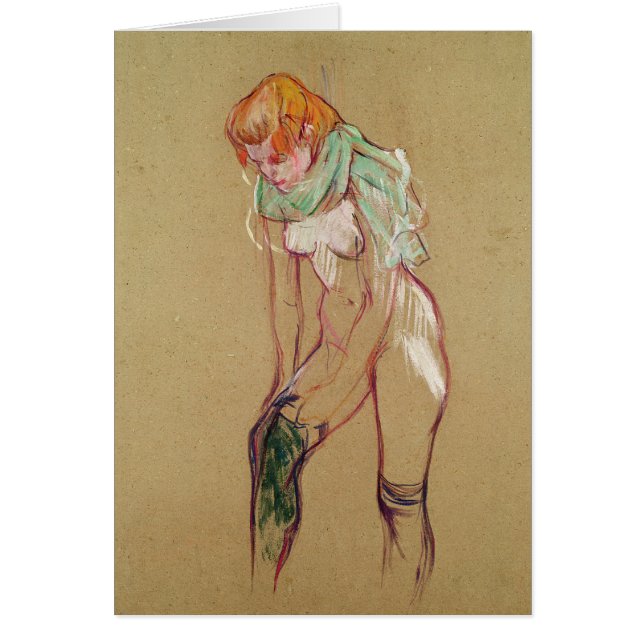 Cartão Henri de Toulouse-Lautrec | Mulher puxando seu S (Frente)