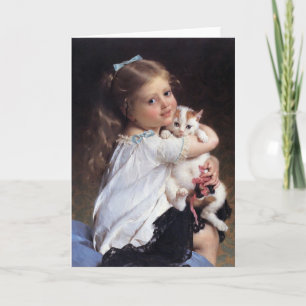 Cartão Her Best Friend Little Girl With Kitten