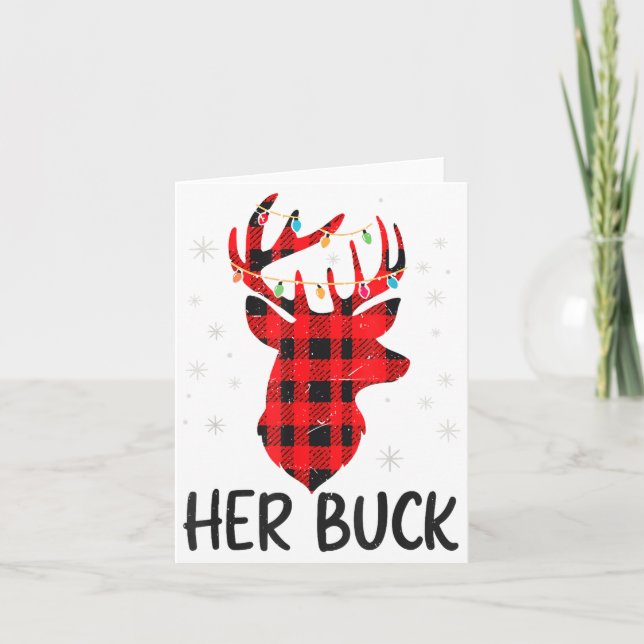 Cartão Her Buck Deer Hunting Christmas Husband Gift Coupl (Frente)