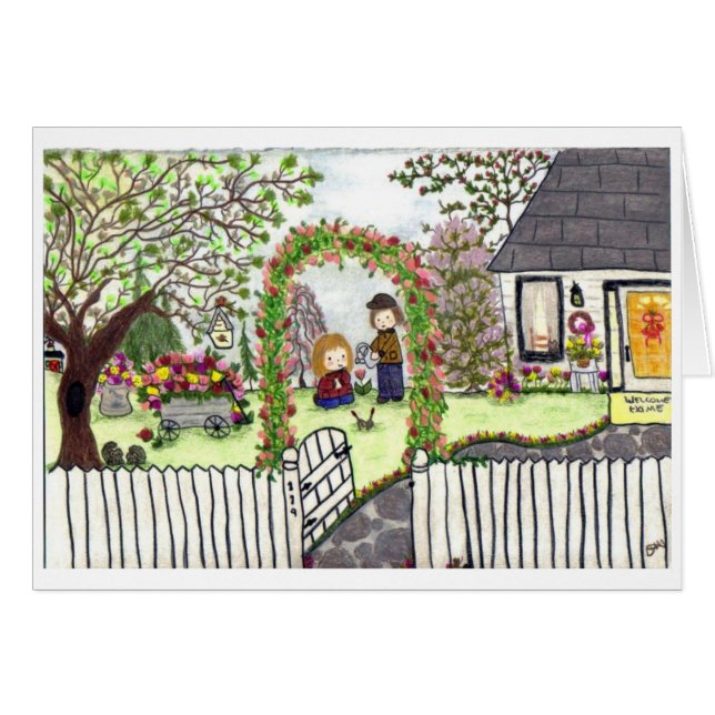 Cartão "Here Comes Spring" (Frente Horizontal)