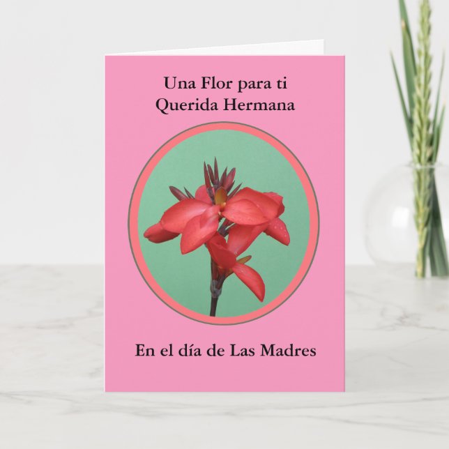 Cartão Hermana de Diâmetro de Las Madres Una Flor para MI (Frente)