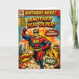 Cartão Herói de Aniversário - Revista em Quadrinhos