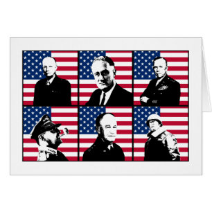 Cartão Heróis WW2 e a bandeira americana