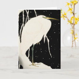 Cartão Heron em neve - Ohara Koson - Arte ventiço