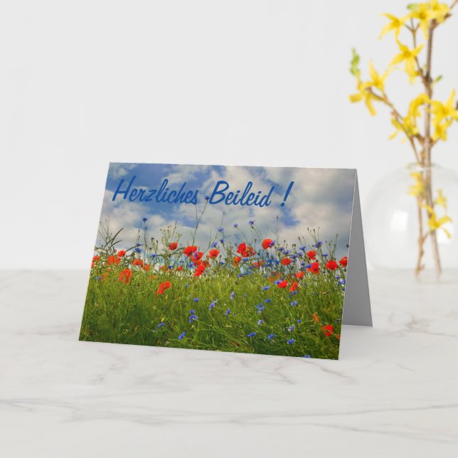 Cartão Herzliches Beileid! (Flor Amarela)