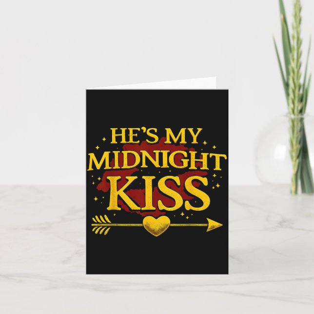 Cartão He's My Midnight Kiss Matching Couples Valentine’s (Frente)