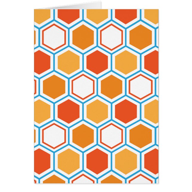 Cartão Hexágono em laranja, azul e branco (Frente)