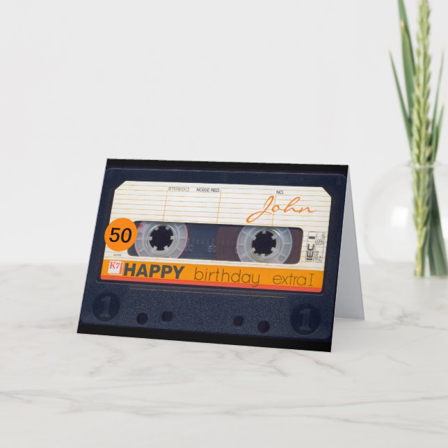 Cartão HGC personalizado de 50 anos da Audiotape Retro (Frente)