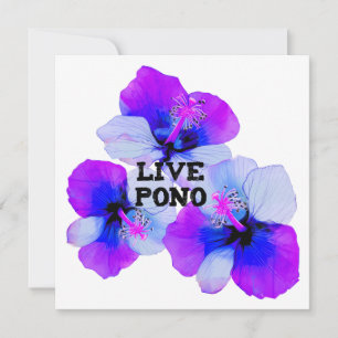 Cartão Hibisco Havaiano Roxo Azul Floral Pono Vivo