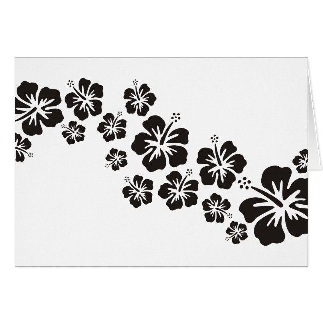 Cartão hibiscus floresce em preto (Frente Horizontal)