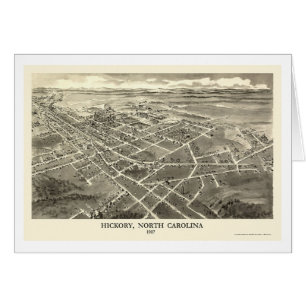 Cartão Hicória, mapa panorâmico do NC - 1907