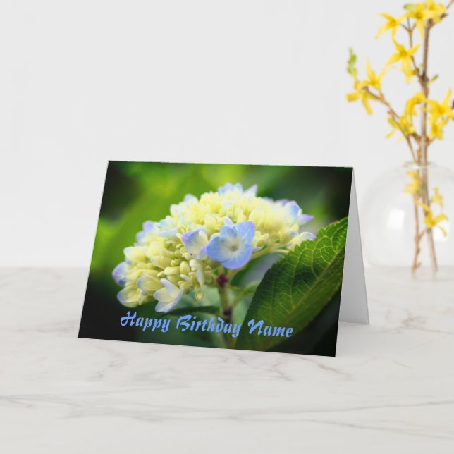 Cartão Hídrangea Flor Personalizado Aniversário (Flor Amarela)
