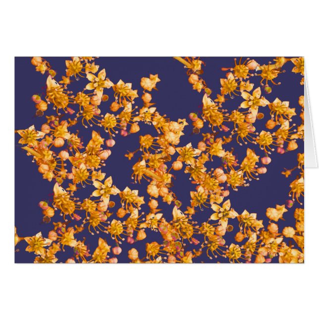 Cartão hidrangea laranja e marinho (Frente Horizontal)