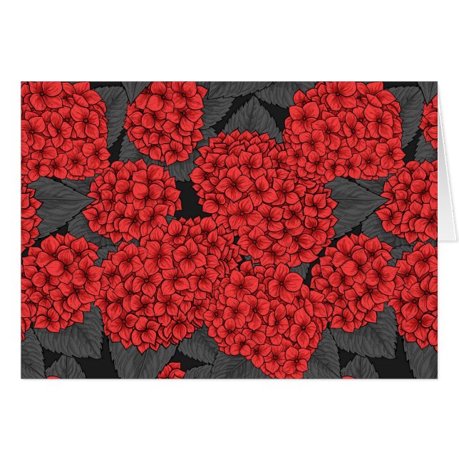 Cartão Hidrangea vermelha (Frente Horizontal)