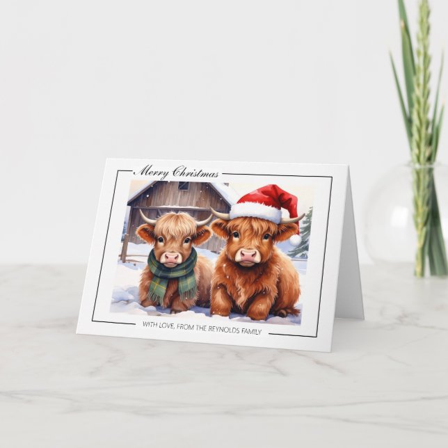 Cartão Highland Cow Christmas Greeting Card (Frente)