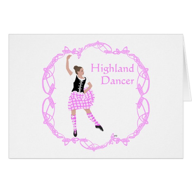 Cartão Highland Dancer Pink Aboyne (Frente Horizontal)
