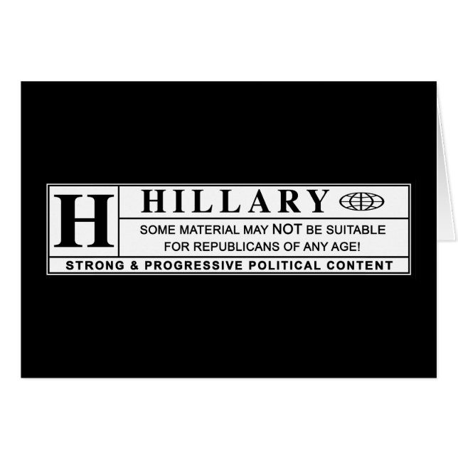 Cartão Hillary Clinton - etiqueta de aviso (Frente Horizontal)