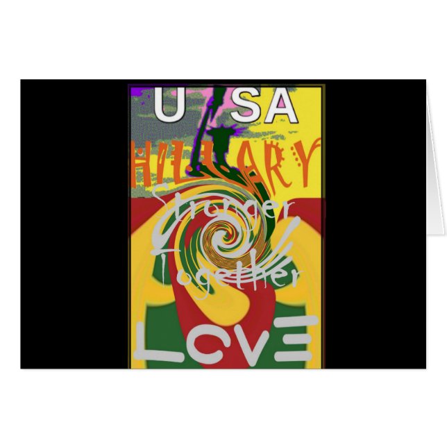 Cartão Hillary EUA Presidente Fortaleza Juntos ouro verme (Frente Horizontal)