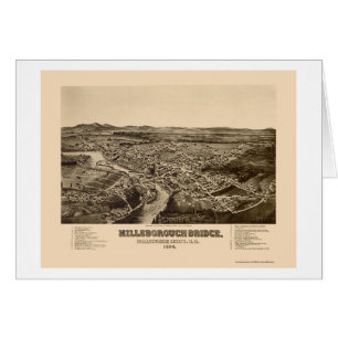 Cartão Hillsborough, mapa panorâmico do NH - 1884