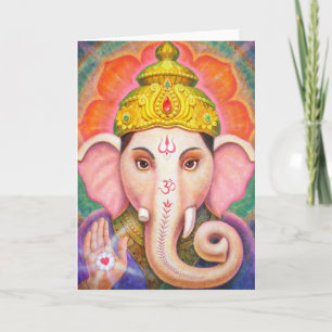 Cartão Hindu Art Ganesha positive spiritual energy card