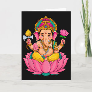 Cartão Hindu Ganesha Puja Elefante Deus Índia Meditação Y