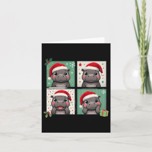 Cartão Hipopótamo Anão Meme Chapéu de Papai Noel Photoboo