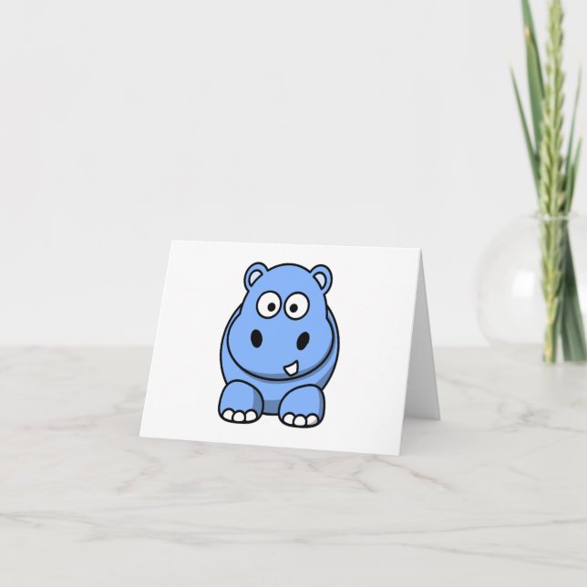 Cartão Hipopótamo Azul Fofo (Frente)