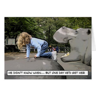 Cartão hipopótamo com fome - um dia