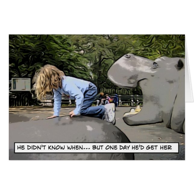 Cartão hipopótamo com fome - um dia (Frente Horizontal)