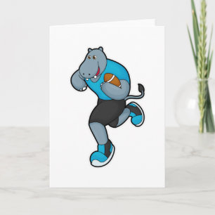 Cartão Hipopótamo como jogador de futebol com bola de fut